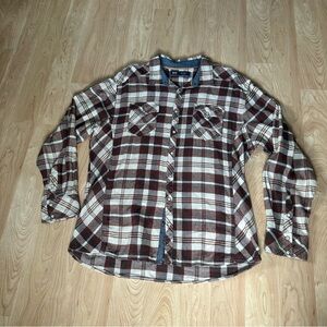 BKE Brown and Cream Plaid Shirt